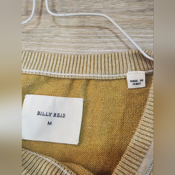 Billy Reid Soft Yellow Elbow Patch Crew Neck Long Sleeve Sweater Size Medium - Picture 6 of 8